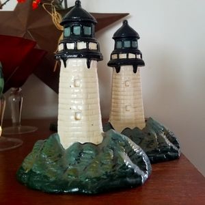 COPY - Nautical/Beach Painted Cast Iron Lighthouse Bookends